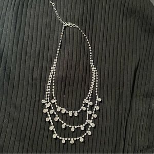 New Multi Layer Silver Studded Necklace